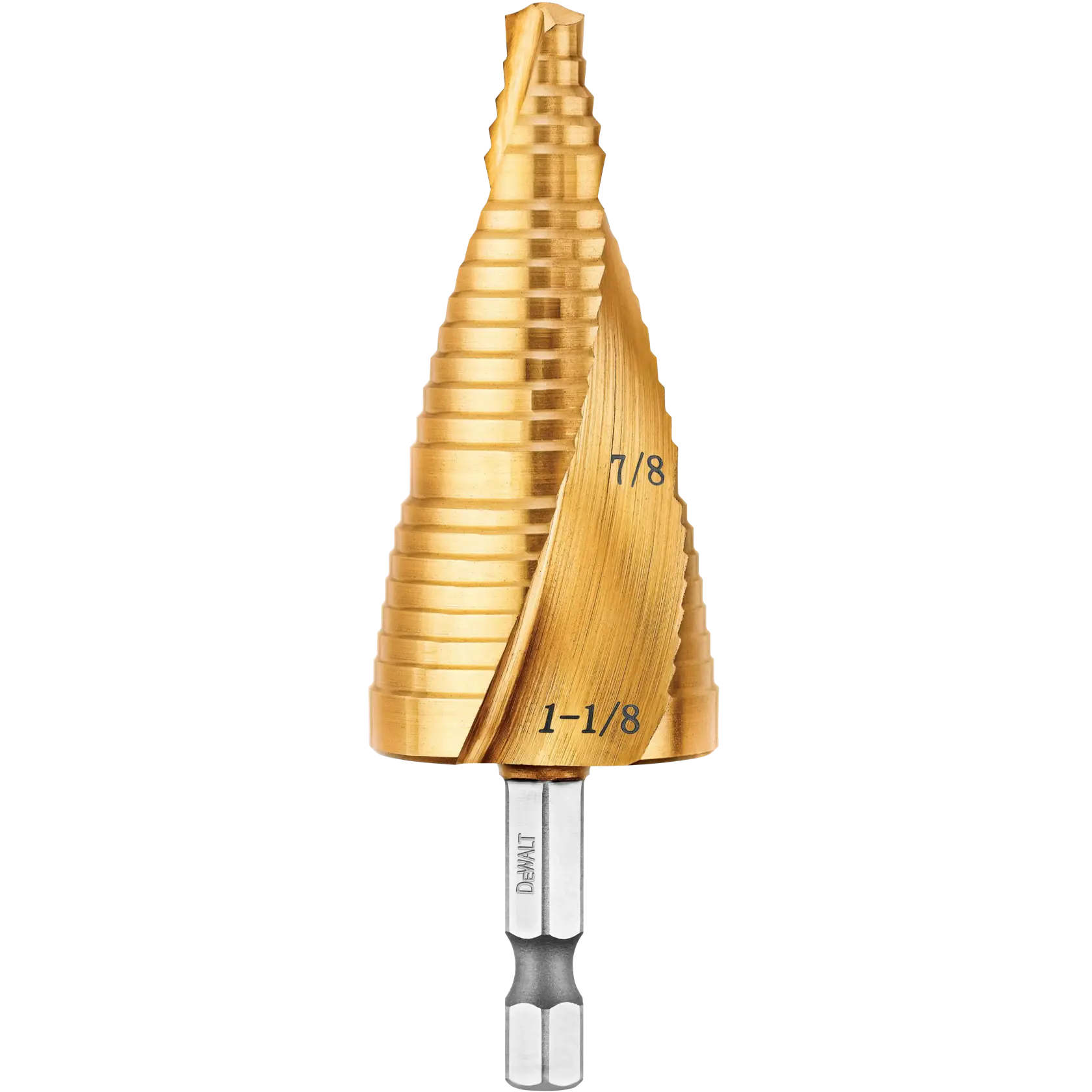 DeWalt DWA1789IR 7/8" to 1-1/8" Impact Ready Titanium Nitride Step Drill Bit - image 1