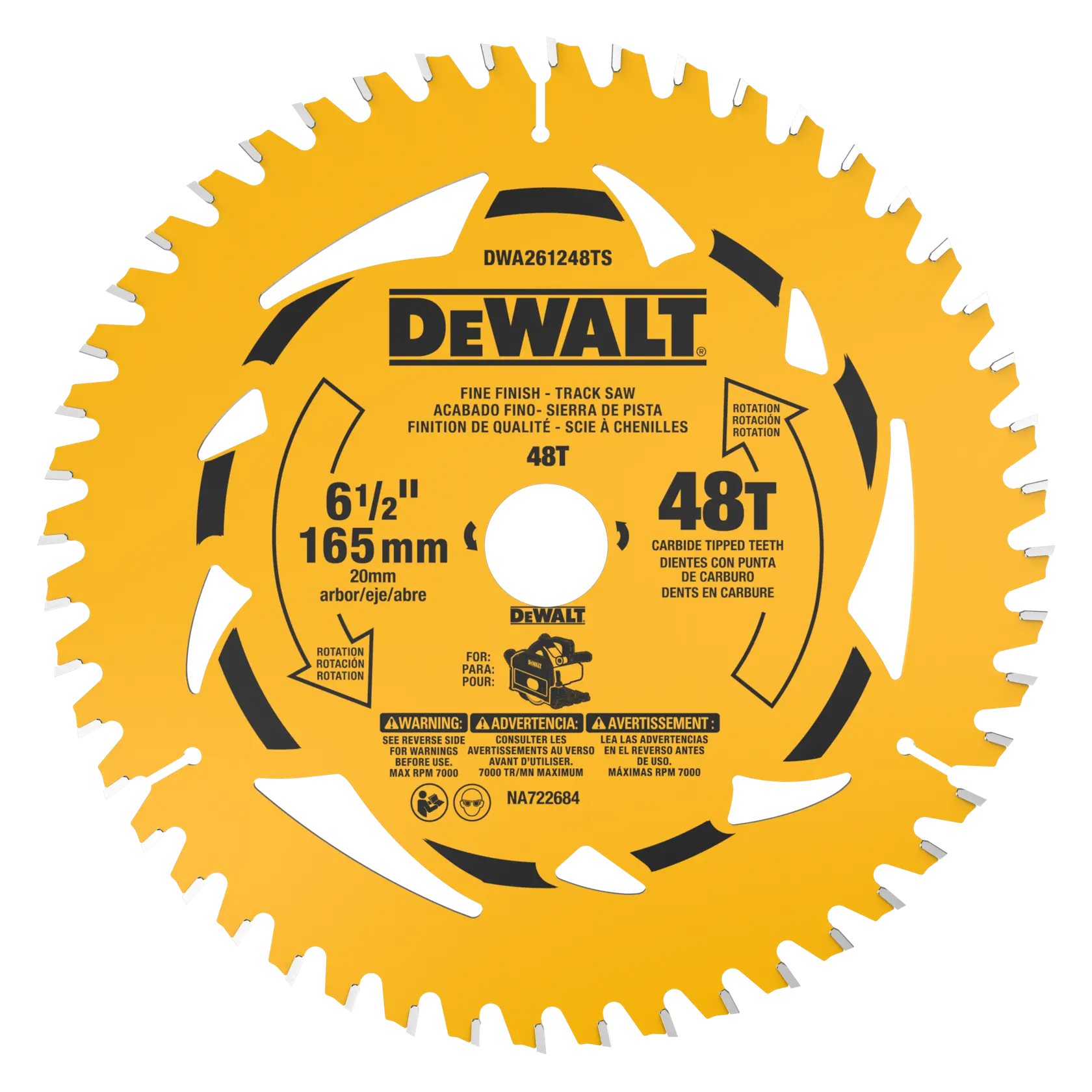 DeWalt DWA261248TS 6-1/2" 48T Fine Finish Track Saw Blade - image 1