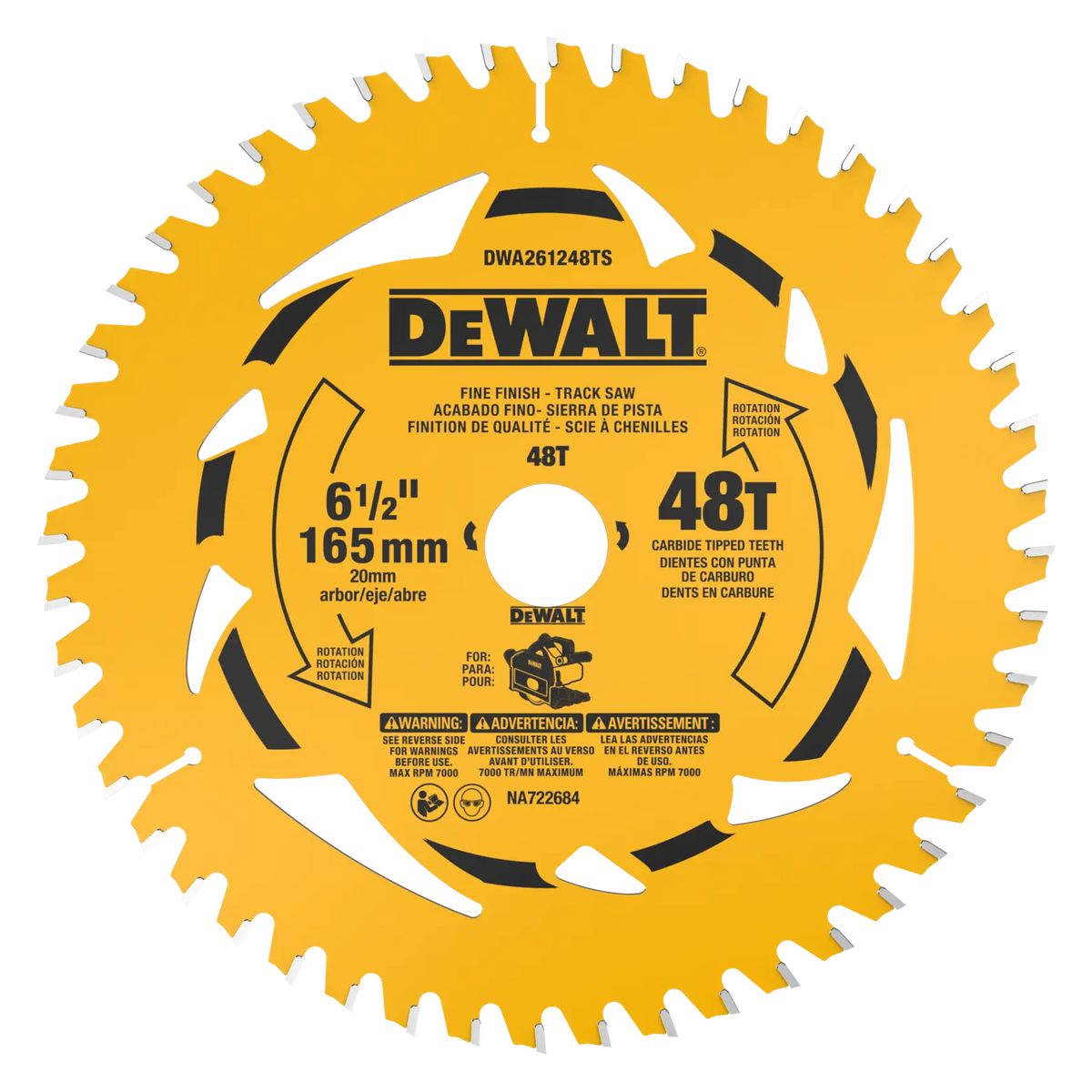 DeWalt DWA261248TS 6-1/2" 48T Fine Finish Track Saw Blade - image 1