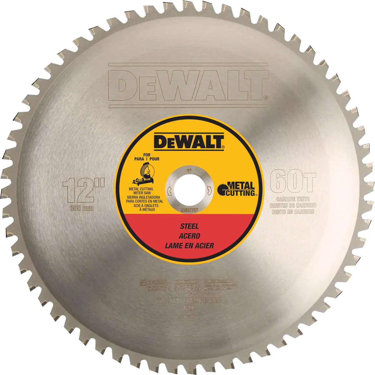 DeWalt DWA7737 12" 60T Ferrous Metal Cutting Saw Blade, 1" Arbor - image 1