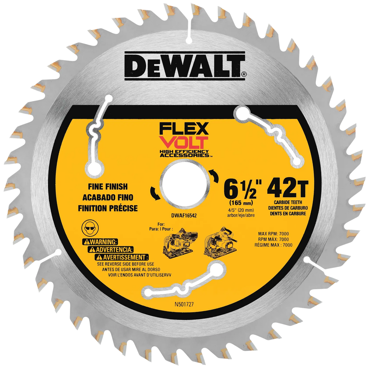 DeWalt DWAF16542 6-1/2" 42T FlexVolt Track Saw Blade - image 1