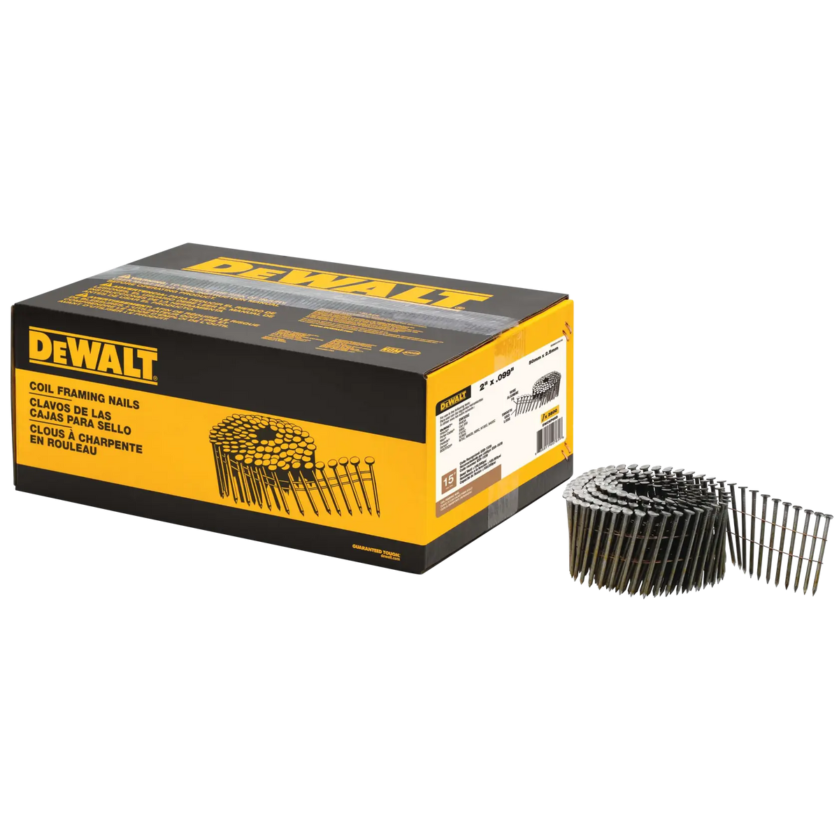 DeWalt DWC6P99D 2" x .099" Smooth Bright Coil Nails, 2,700-Pack - image 1