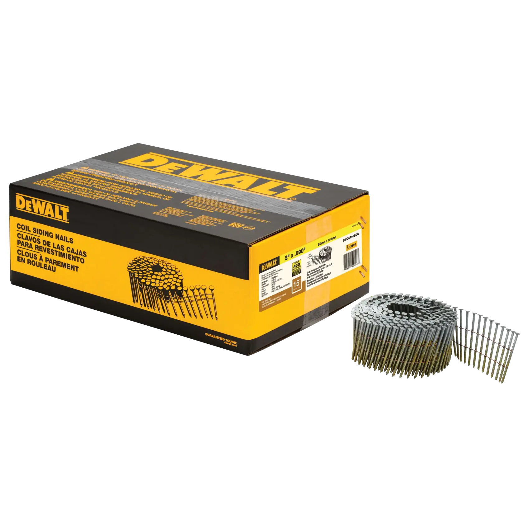 DeWalt DWC6R90BDG 2" x .090" Ring Galvanized Coil Nails, 3,600-Pack - image 1