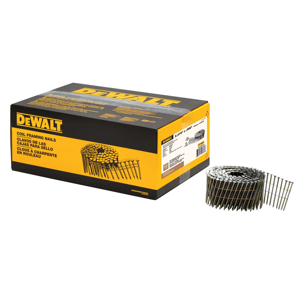 DeWalt DWC8R99BD 2-3/8" x .099" Ring Bright Coil Nails, 3,600-Pack - image 1