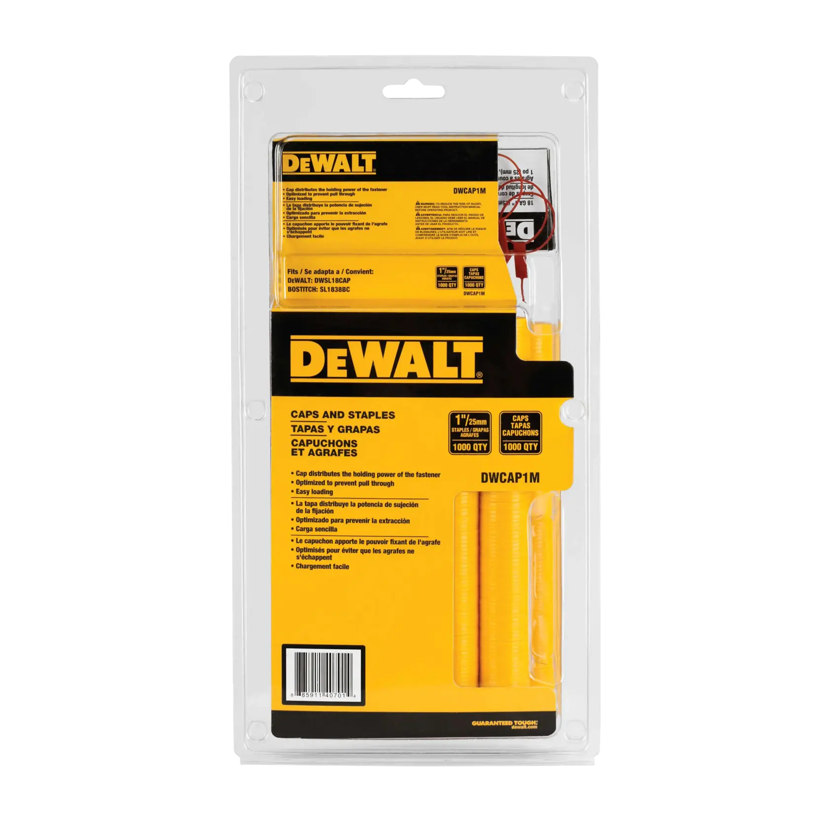DeWalt DWCAP1M 18 Gauge 5/16" Crown Cap Staples, 1,000-Pack - image 1