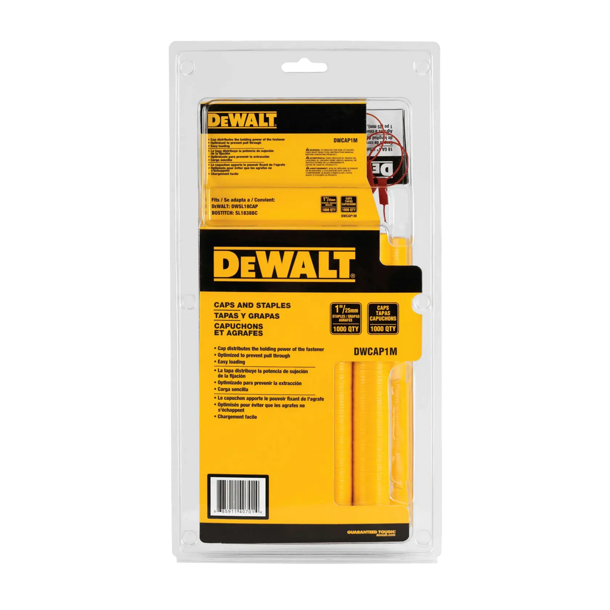 DeWalt DWCAP1M 18 Gauge 5/16" Crown Cap Staples, 1,000-Pack - image 1