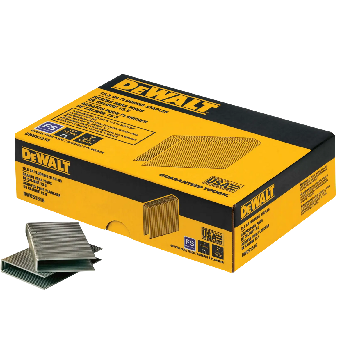DeWalt DWCS1516 15.5GA 1/2" Crown x 2" Hardwood Flooring Staples, 7,728-Pack - image 1