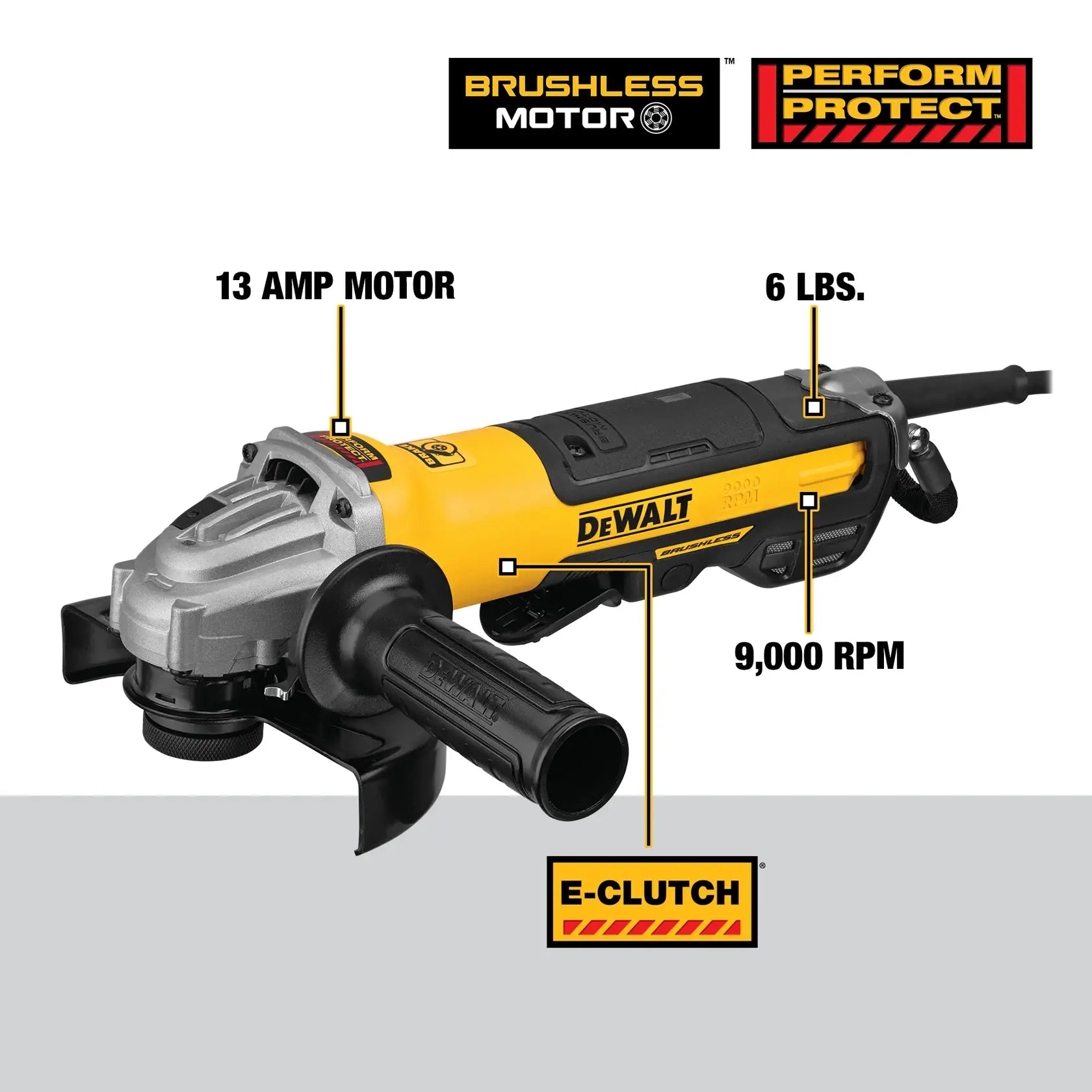 DeWalt DWE43244N 5 in. / 6 in. Brushless Paddle Switch Small Angle Grinder With KICKBACK BRAKE - image 4