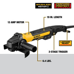 DeWalt DWE43840CN 7 in. Brushless Small Rat Tail Angle Grinder With KICKBACK BRAKE, No Lock, Pipeline Cover - image 4