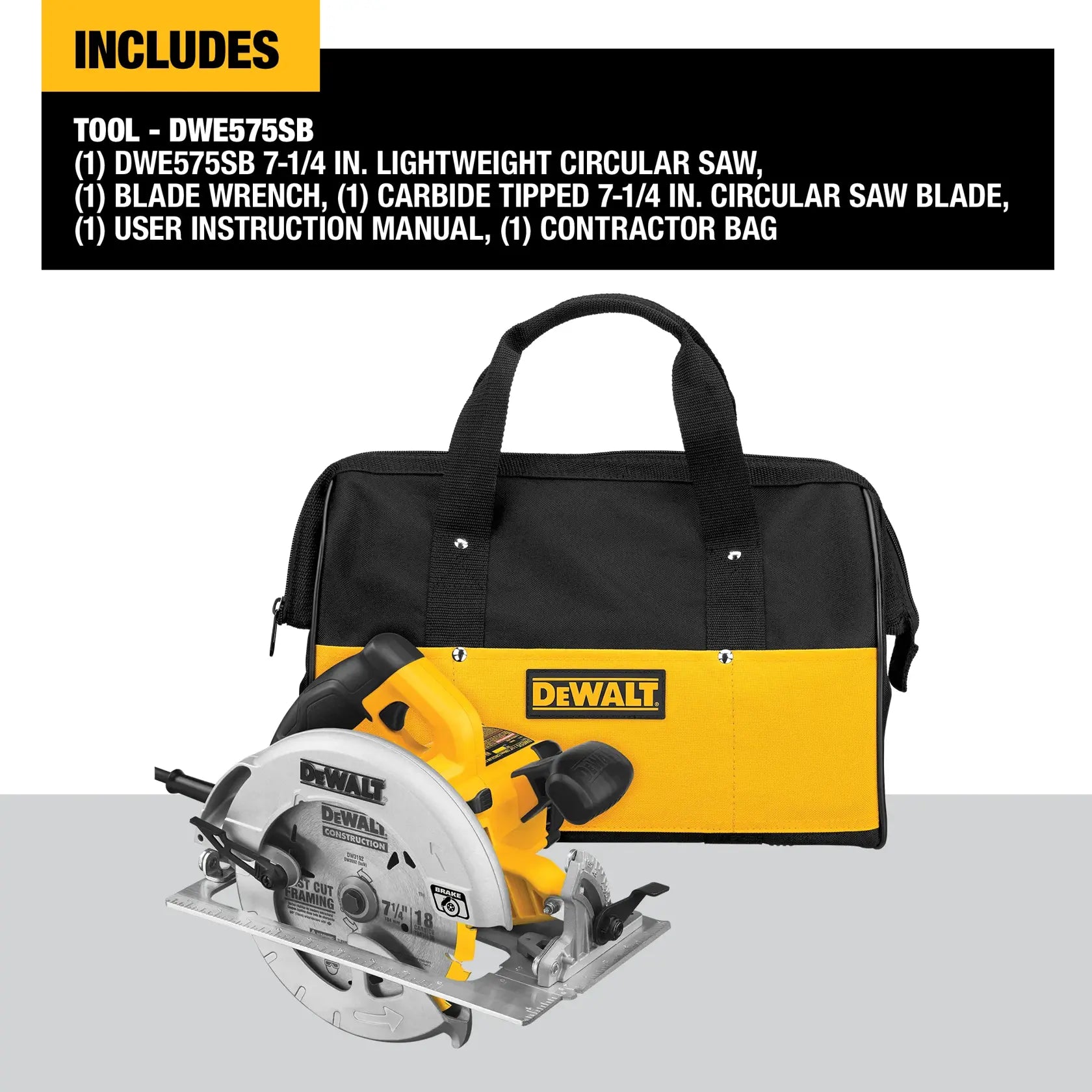 DeWalt DWE575SB 7-1/4 in. Lightweight Circular Saw With Contractor Bag (Tool Only) - image 3