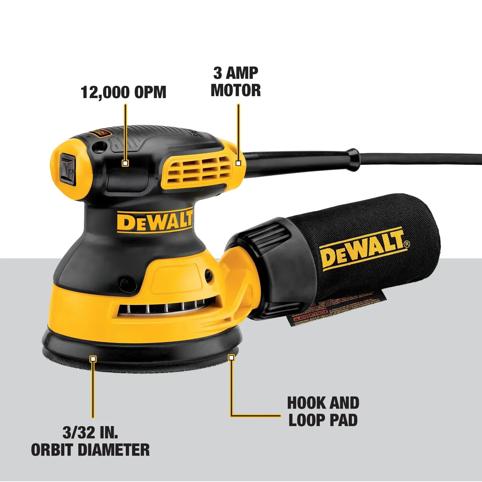 DeWalt DWE6421K 5 in. Single Speed Random Orbit Sander Kit - H&L Pad - image 5