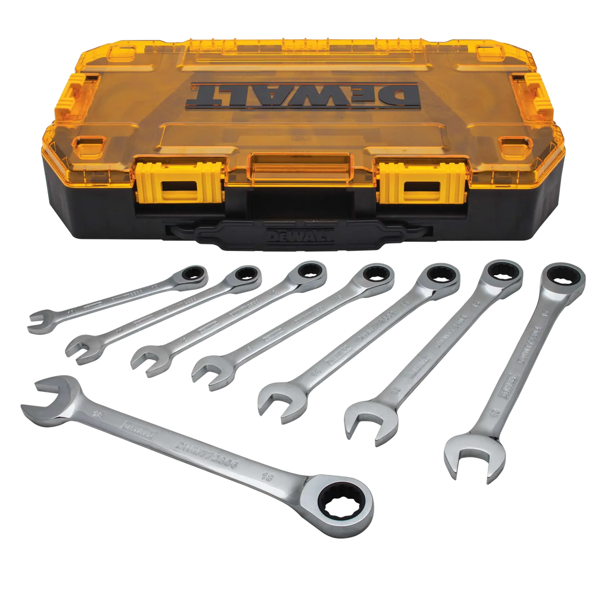 DeWalt DWMT74734 8-Piece Full Polish Ratcheting Combination Metric Wrench Set - image 1