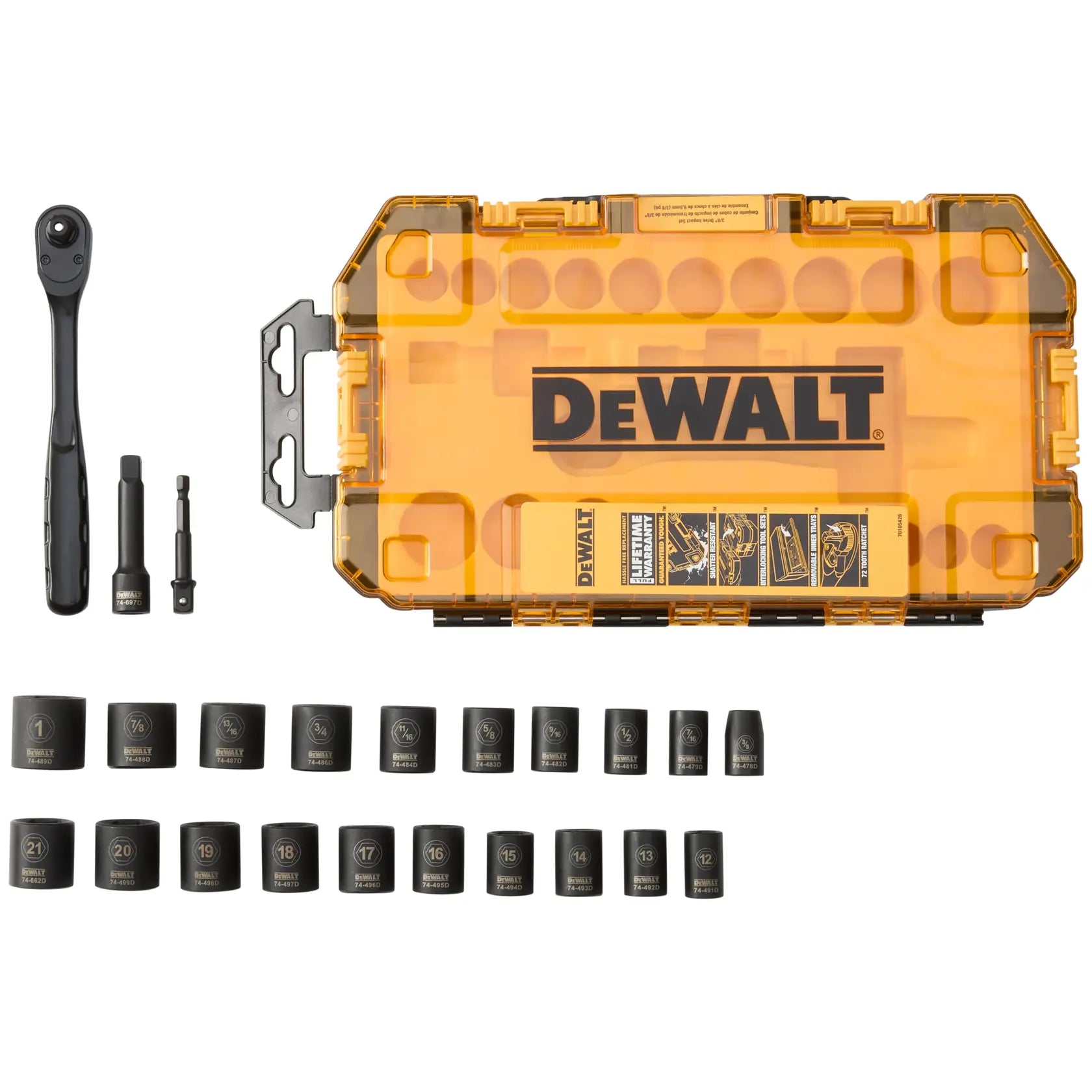 DeWalt DWMT74738 3/8" 6-Point Impact Socket Set, Metric and Imperial, 23-Piece - image 1