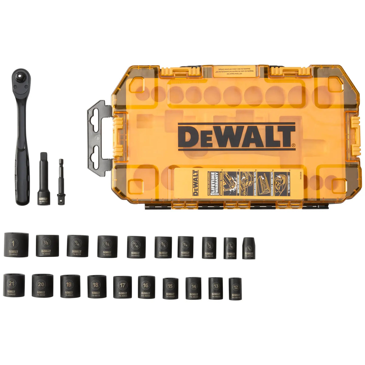 DeWalt DWMT74738 3/8" 6-Point Impact Socket Set, Metric and Imperial, 23-Piece - image 1