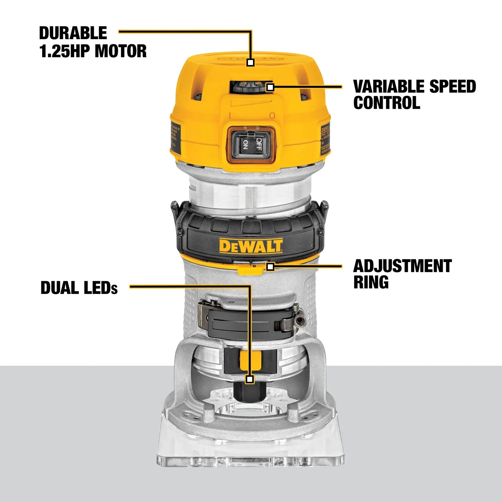 DeWalt DWP611 1-1/4 HP MAX Torque Variable Speed Compact Router - image 4