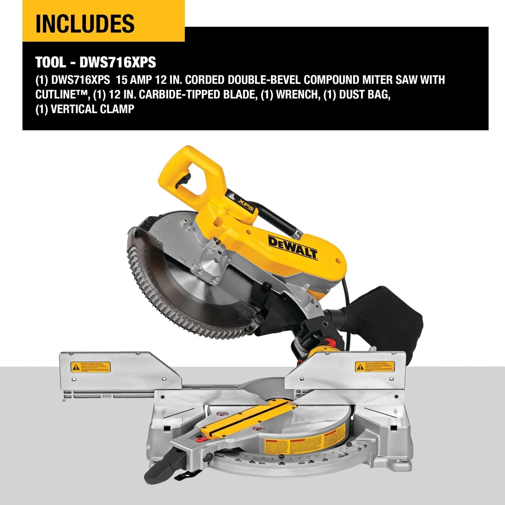 DeWalt DWS716XPS 15 Amp 12 in. Double-Bevel Compound Miter Saw With CUTLINE Blade Positioning System - image 4