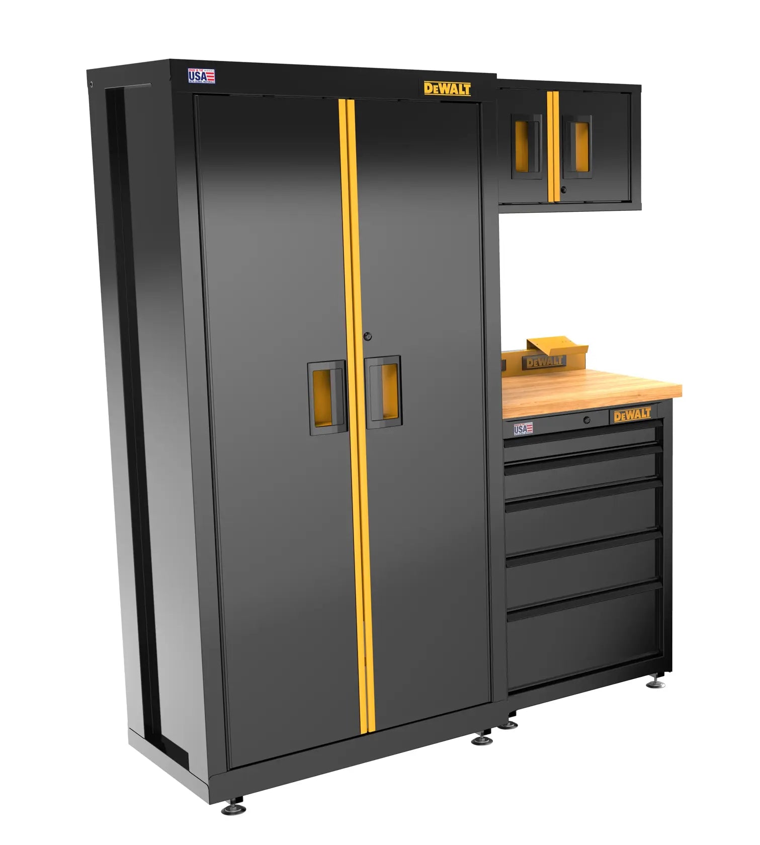 DeWalt DWST24201 63 in. Wide, 4 Piece Welded Storage Suite with 5-Drawer Base Cabinet and Wood Top - image 1
