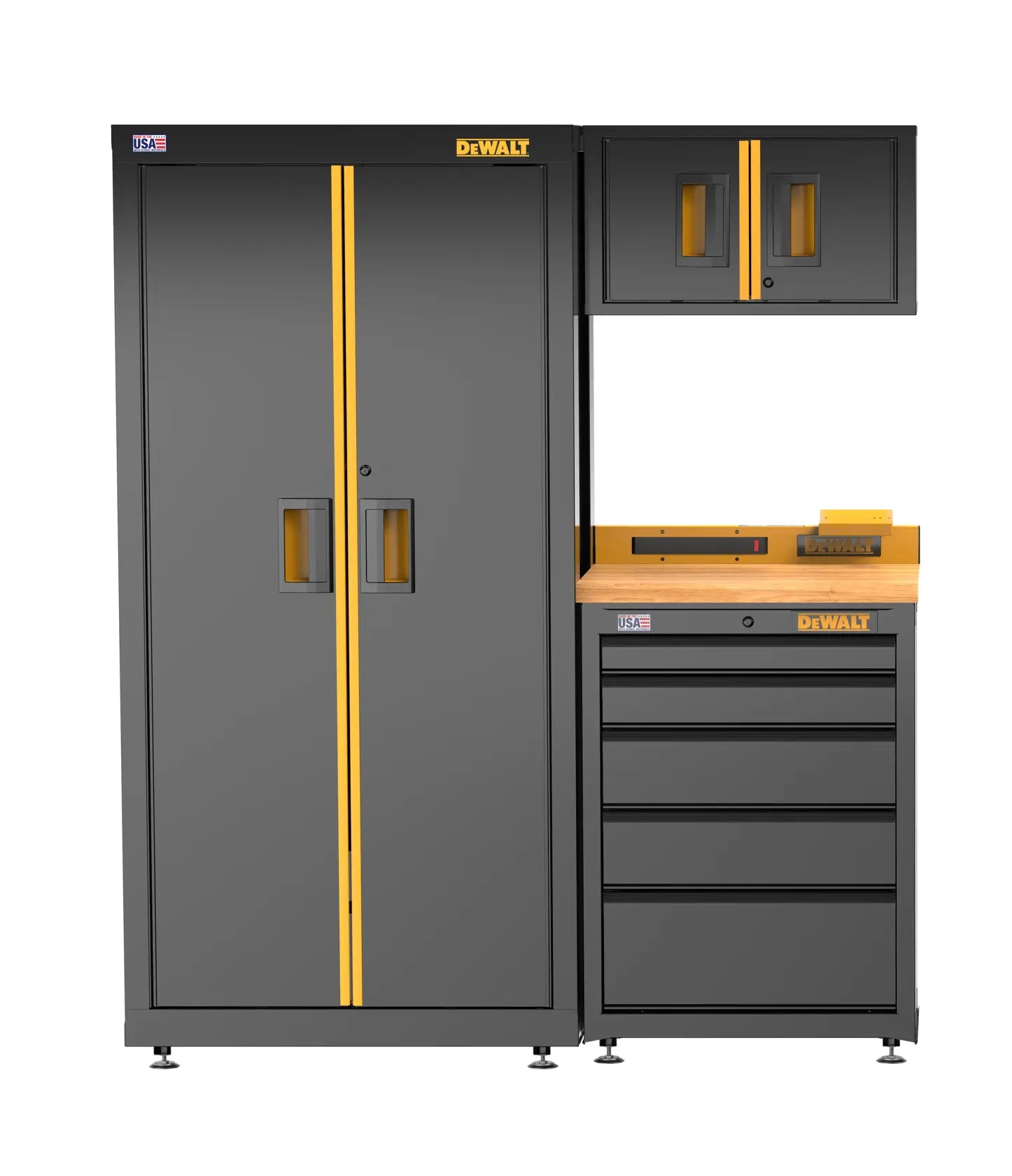 DeWalt DWST24201 63 in. Wide, 4 Piece Welded Storage Suite with 5-Drawer Base Cabinet and Wood Top - image 2