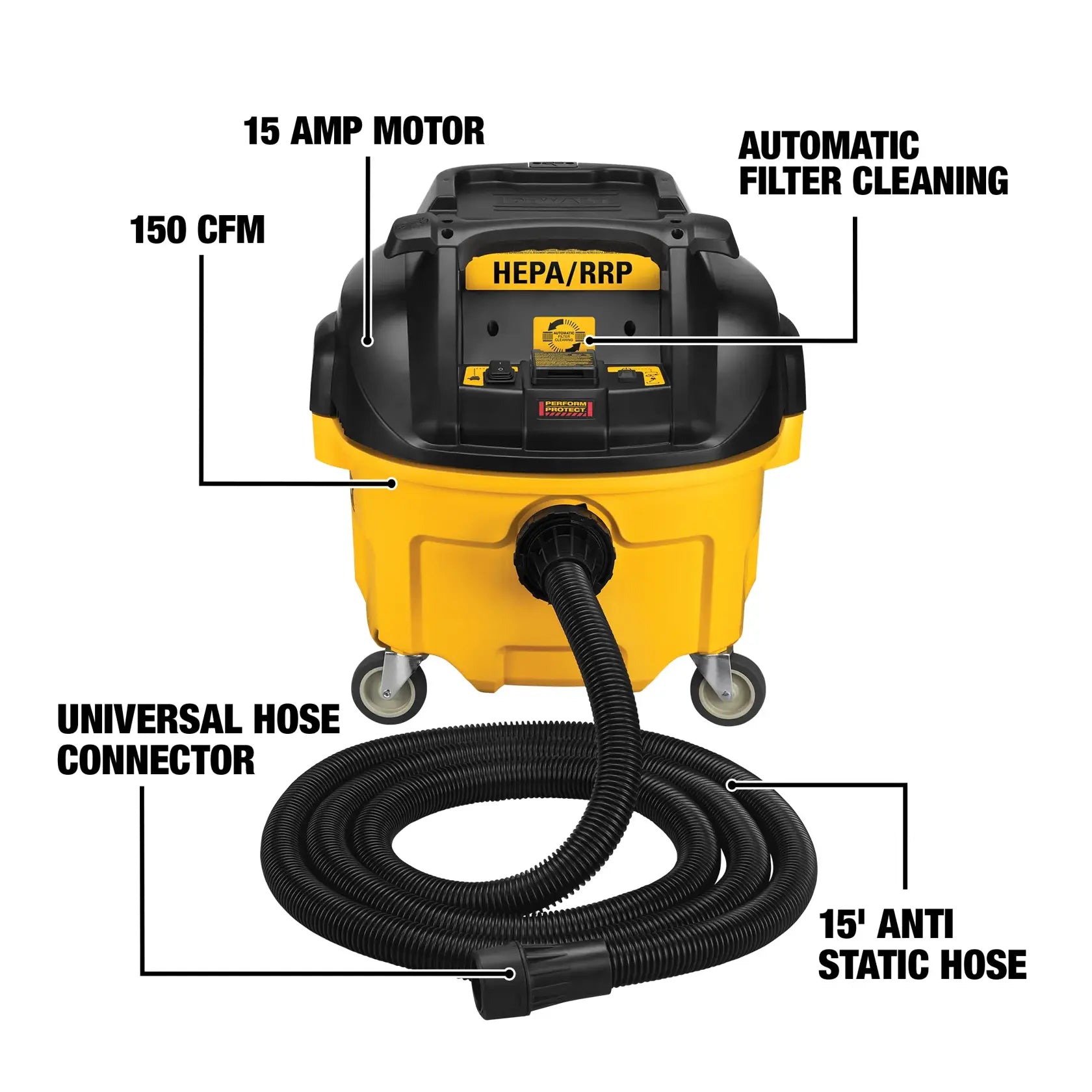 DeWalt DWV010 Dust Extractor, Automatic Filter Cleaning, 8-Gallon - image 5