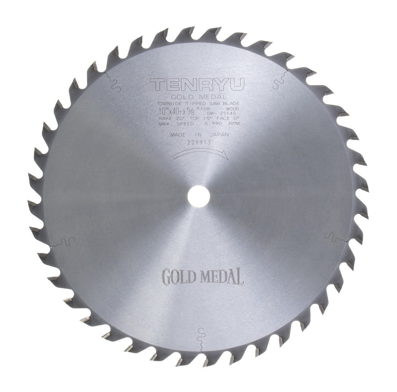 Tenryu GM-25540-2: 10" x 40 Tooth Gold Medal Table Saw Blade