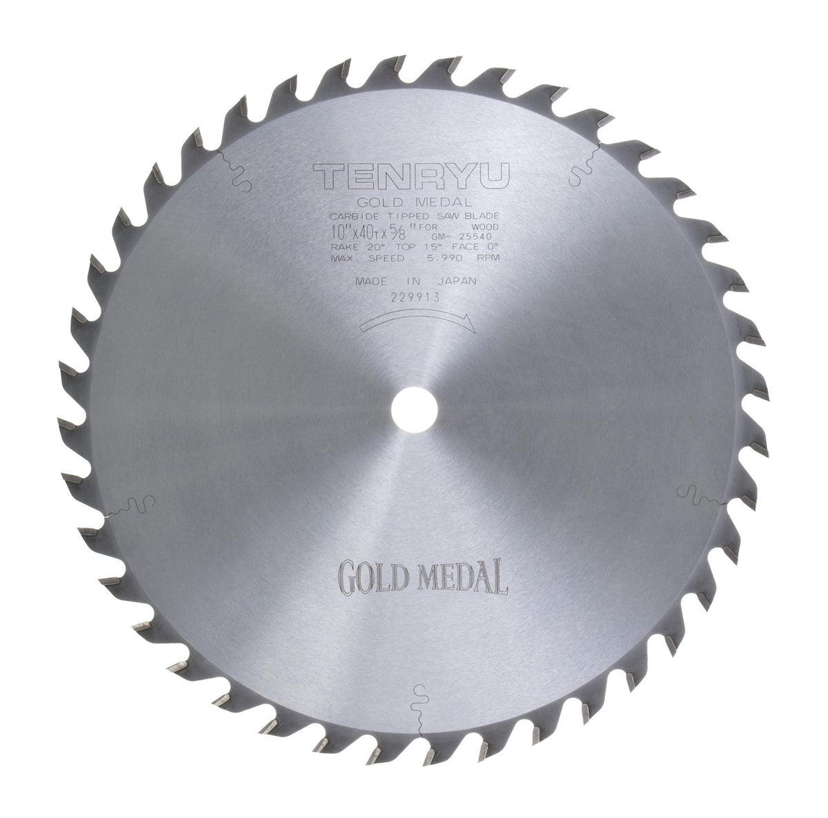 Tenryu GM-25540-2: 10" x 40 Tooth Gold Medal Table Saw Blade