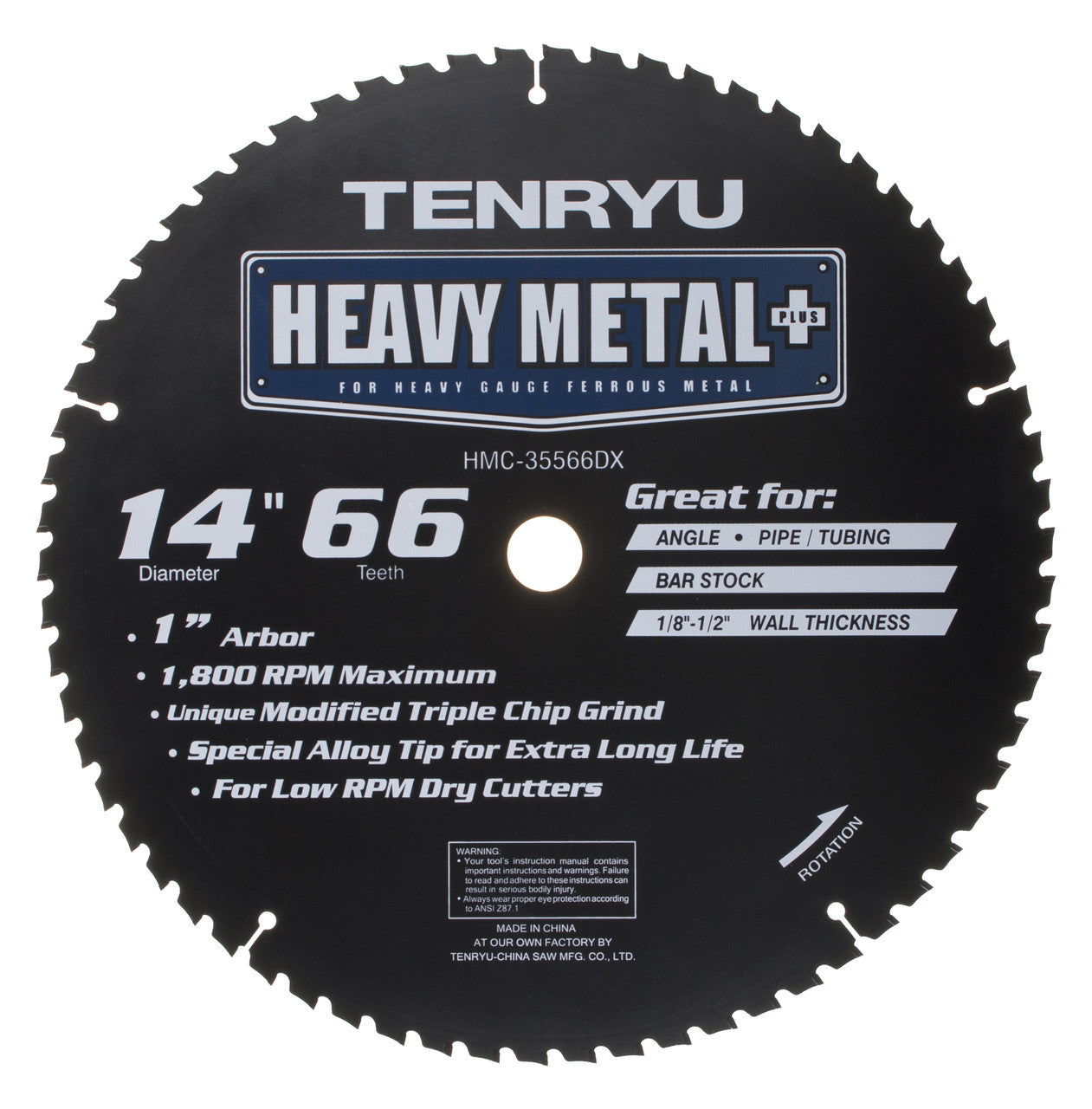 Tenryu HMC-35566DX: 14" x 66 Tooth Heavy Metal Plus Steel Cutting Blade
