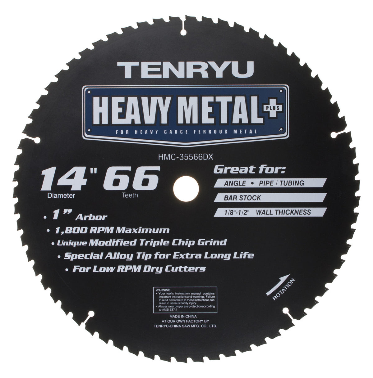 Tenryu HMC-35566DX: 14" x 66 Tooth Heavy Metal Plus Steel Cutting Blade