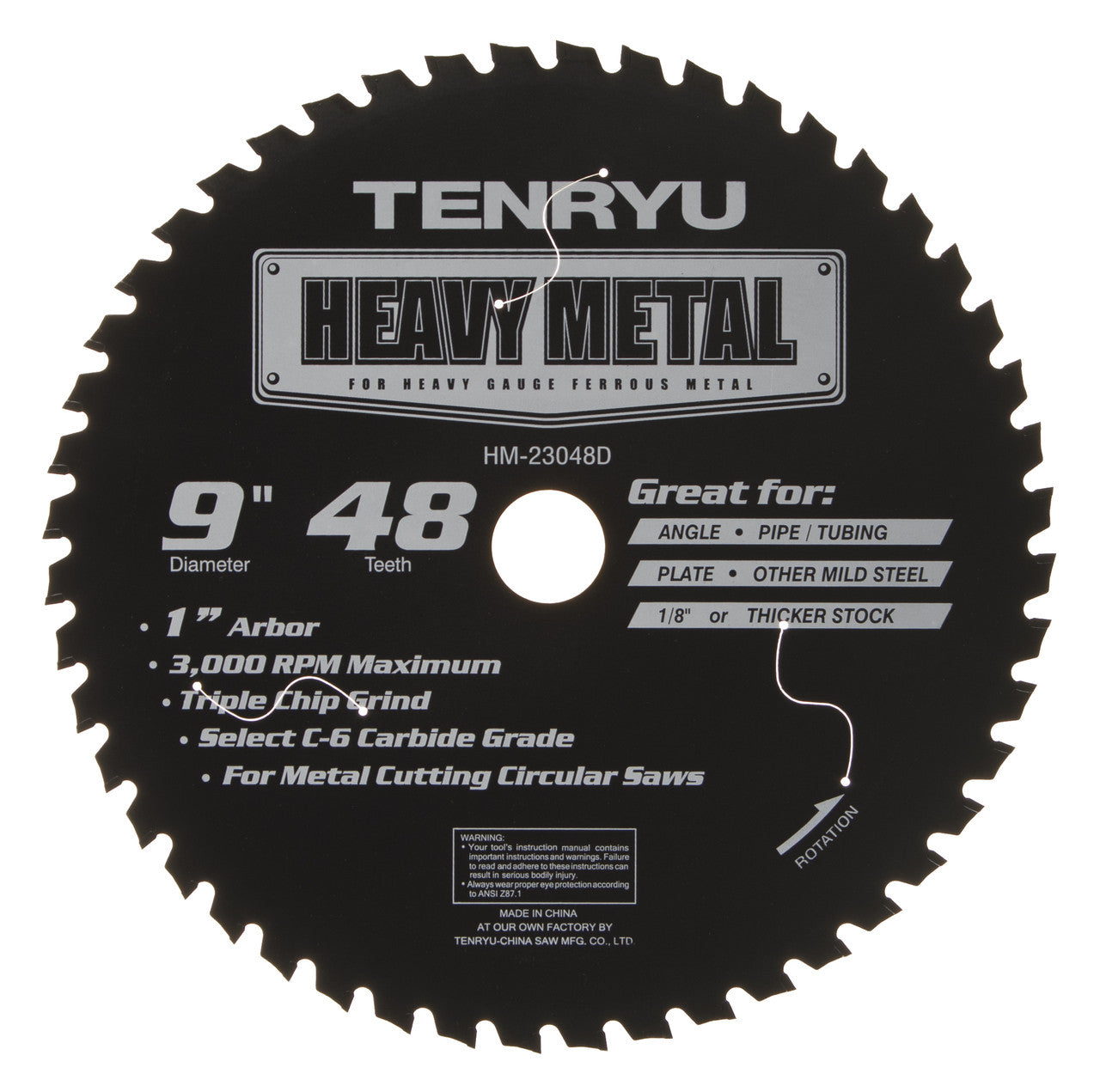 Tenryu HM-23048D: 9" x 48 Tooth Heavy Metal Steel Cutting Blade