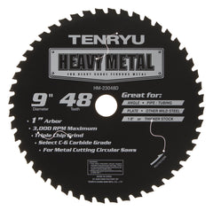 Tenryu HM-23048D: 9" x 48 Tooth Heavy Metal Steel Cutting Blade