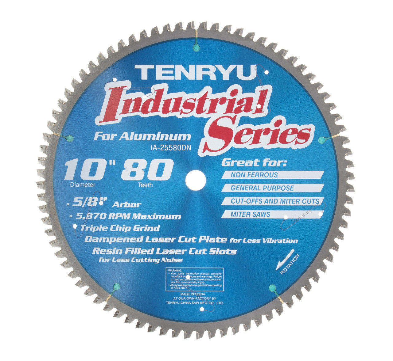 Tenryu IA-25580DN: 10" x 80 Tooth Industrial Non-Ferrous Non-Ferrous Cutting Blade