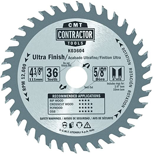 CMT K03604 ITK CONTRACTOR ULTRA FINISH 4-3/8”x0.059”/0.039”x5/8”<>  T=36 ATB