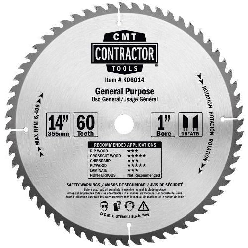 CMT K06014 ITK CONTRACTOR GENERAL PURPOSE 14’’x0.126”/0.087”x1”  T=60 ATB