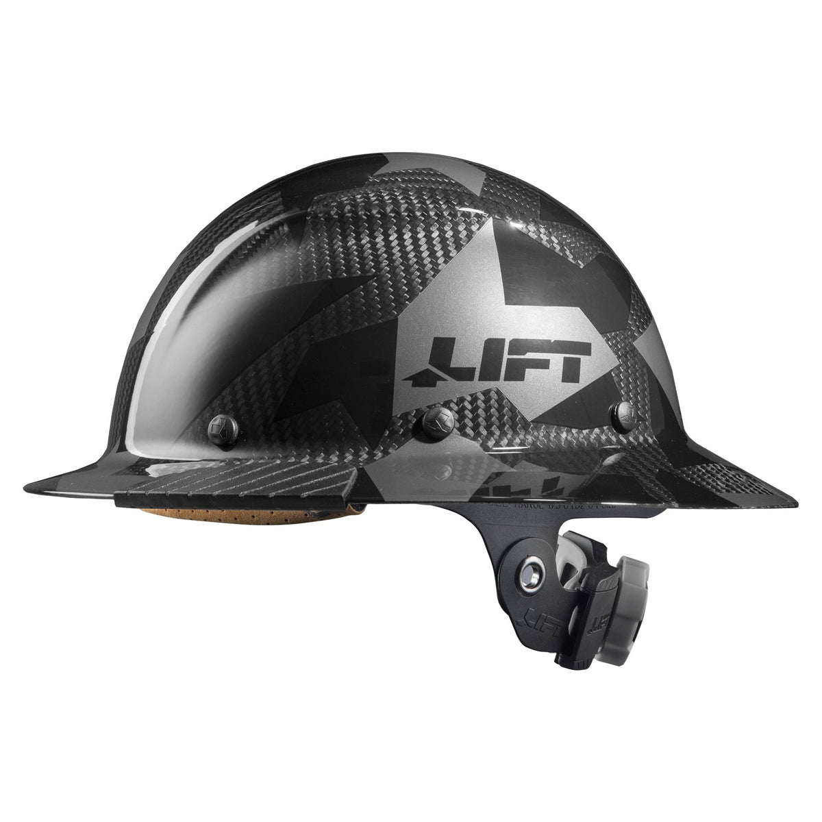 LIFT Safety HDC-20CK DAX Carbon Fiber Full Brim Hard Hat - Ratchet Suspension - Full Black Camo