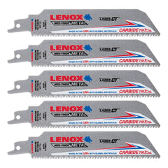 Lenox LXAR6110CT 6" x 1" x .050" 10 TPI Carbide Tipped Reciprocating Saw Blades, 5-Pack - image 1
