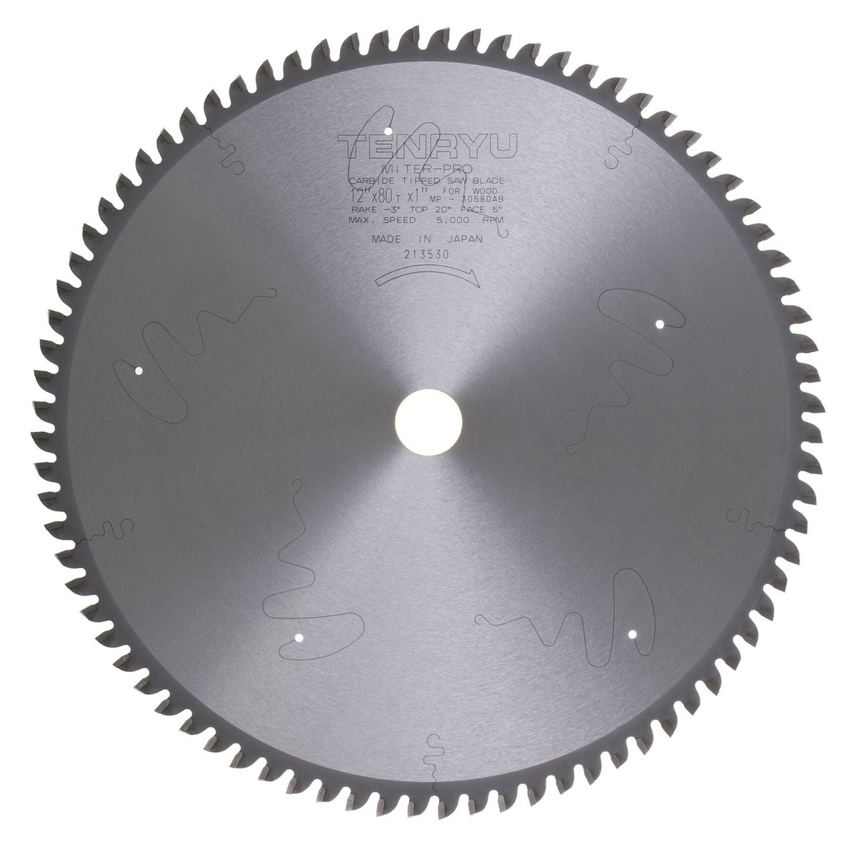 Tenryu MP-30580AB 12" Carbide Tipped Saw Blade ( 80 Tooth ATAFR Grind - 1" Arbor - 0.118 Kerf)