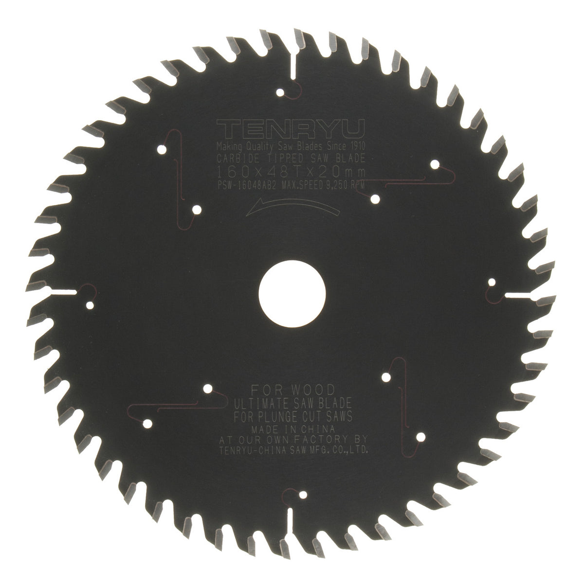 Tenryu PSW-16048AB2: 160mm x 48 Tooth Plunge-Cut Saw Blade