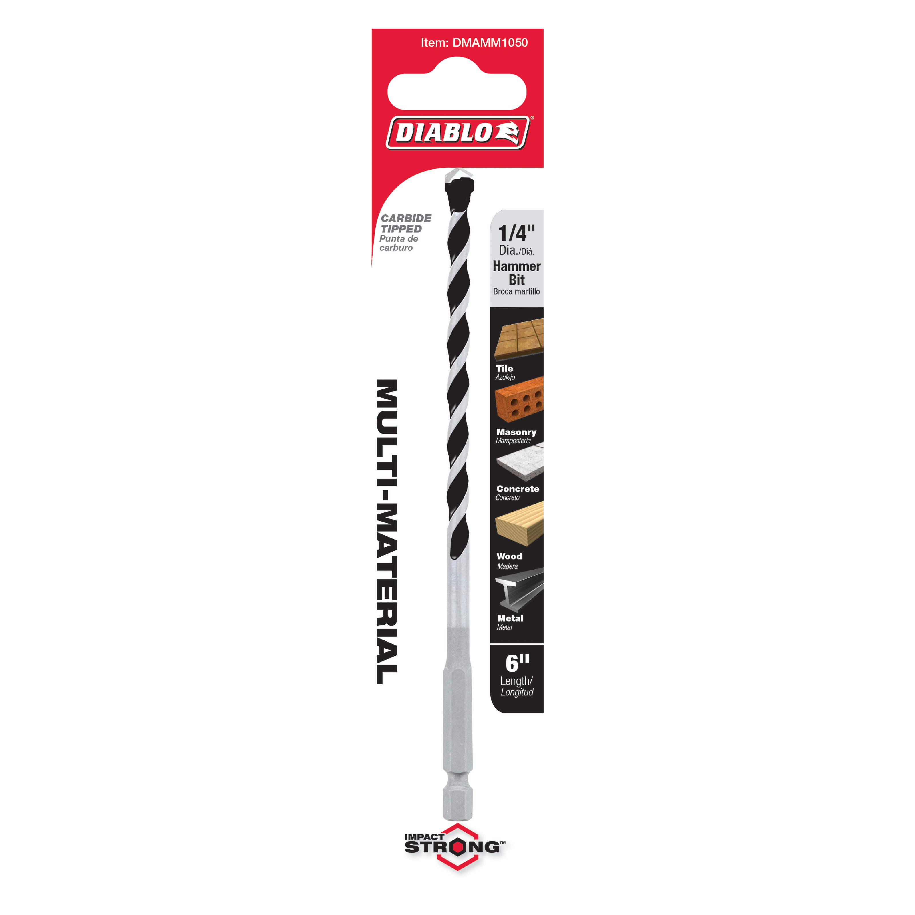 Diablo DMAMM1050 1/4" x 4" x 6" Multi-Material Carbide-Tipped Hammer Drill Bit