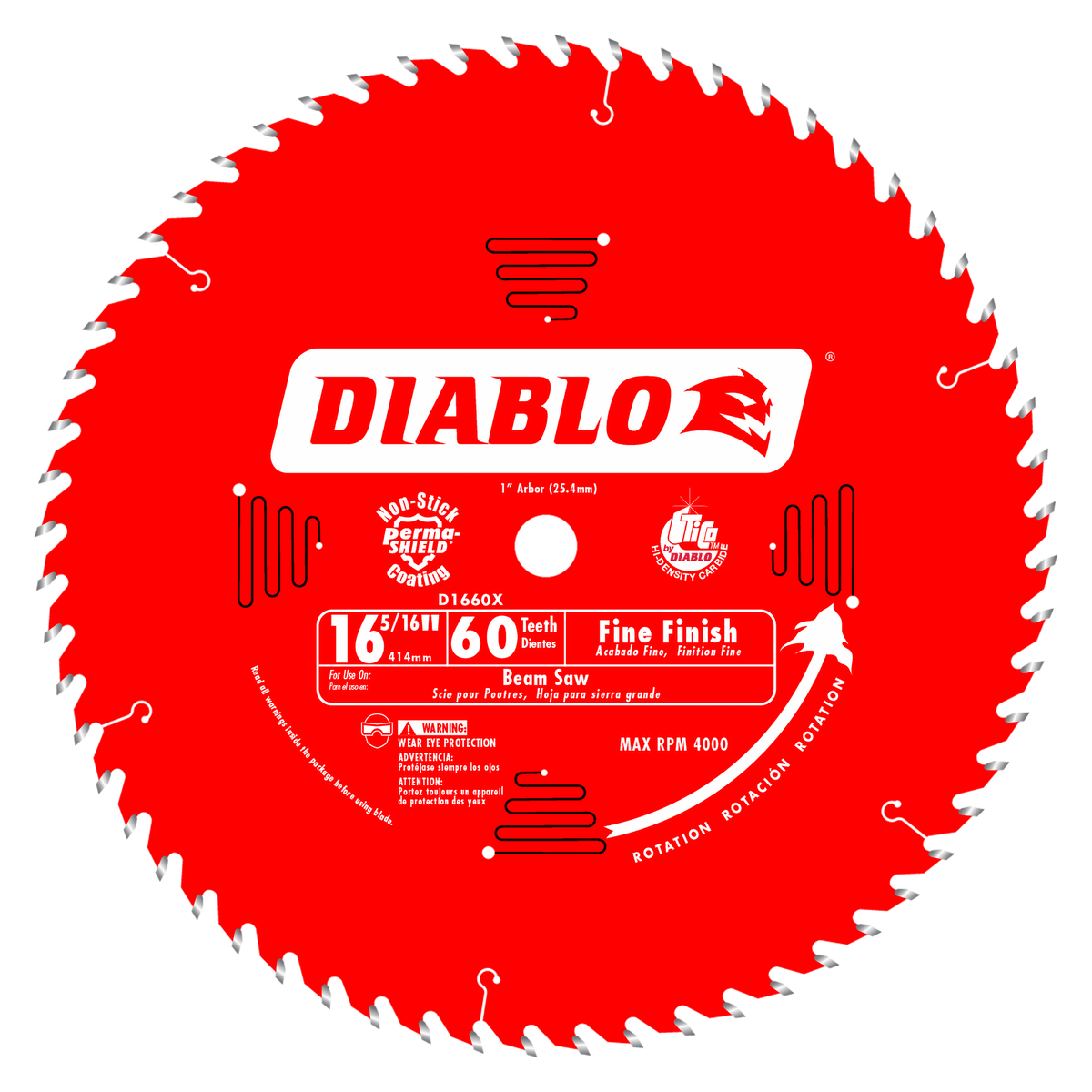 Diablo D1660X 16-5/16" x 60-Teeth Fine Finish Saw Blade for Wood