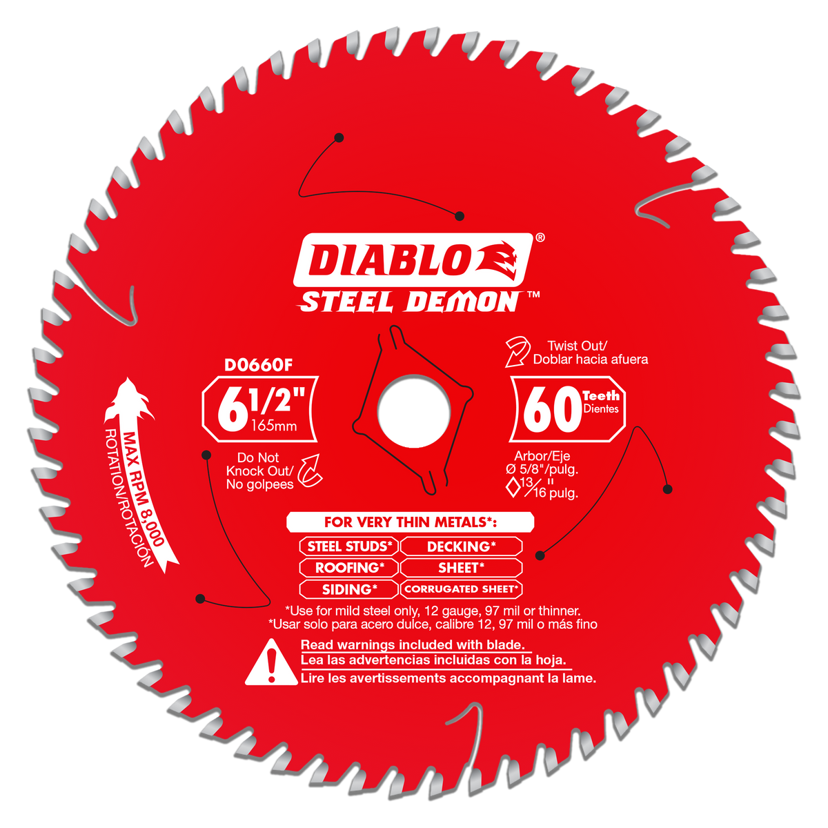 Diablo D0660FA 6-1/2" x 60-Tooth Steel Demon™ Saw Blade for Very Thin Mild Steels