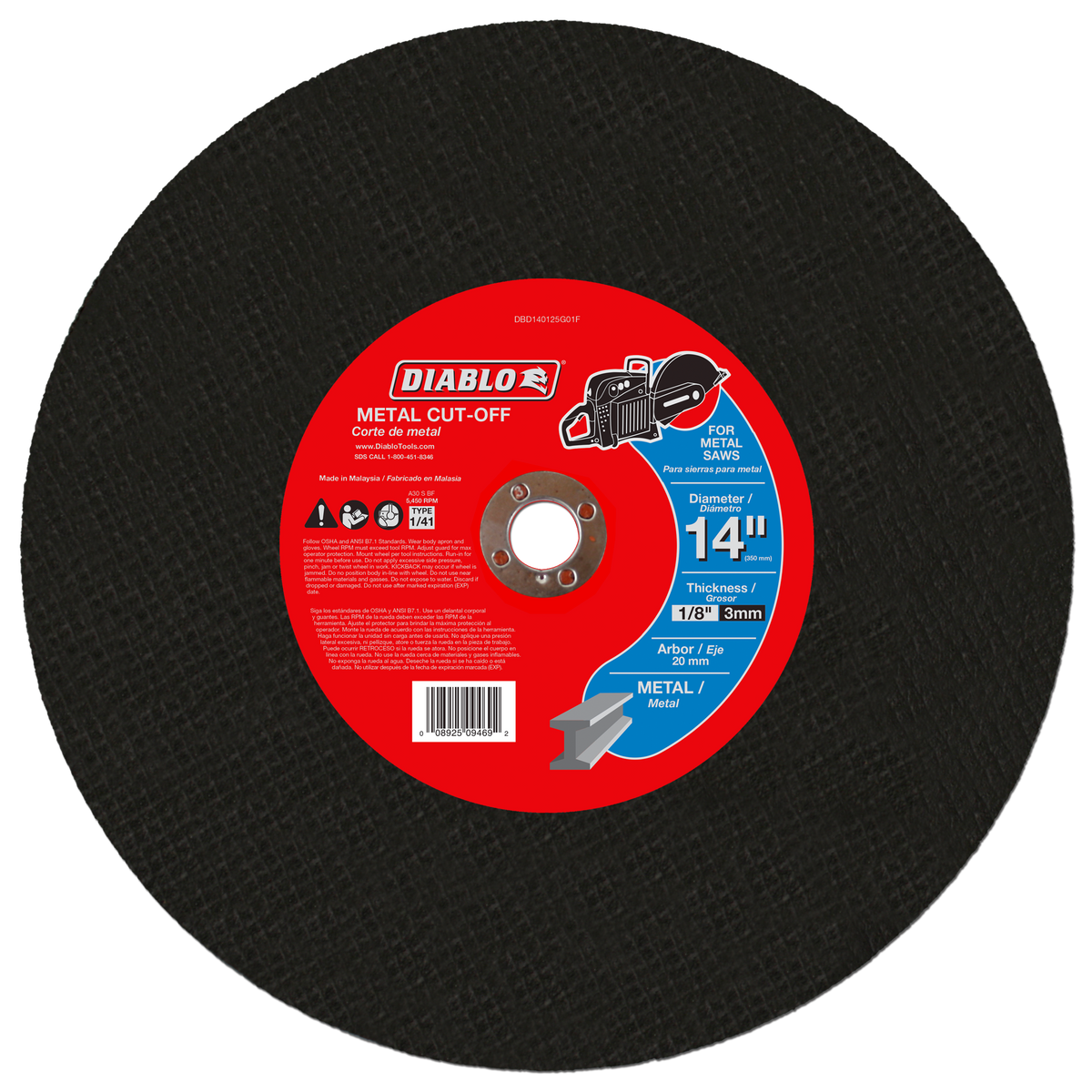 Diablo DBD140125G01F 14" Metal Cut-Off Disc