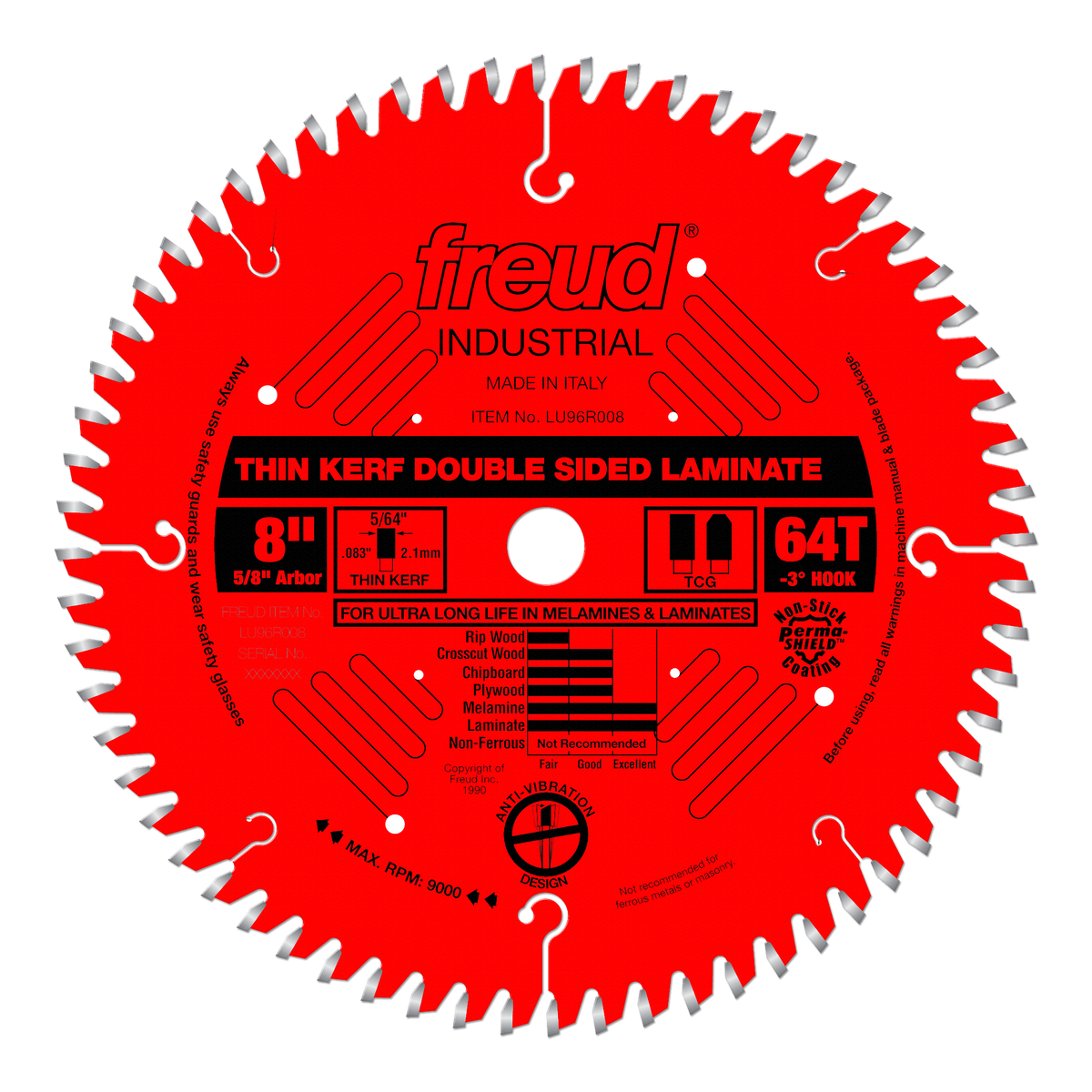 Freud LU96R008 8" Thin Kerf Double Sided Laminate/Melamine