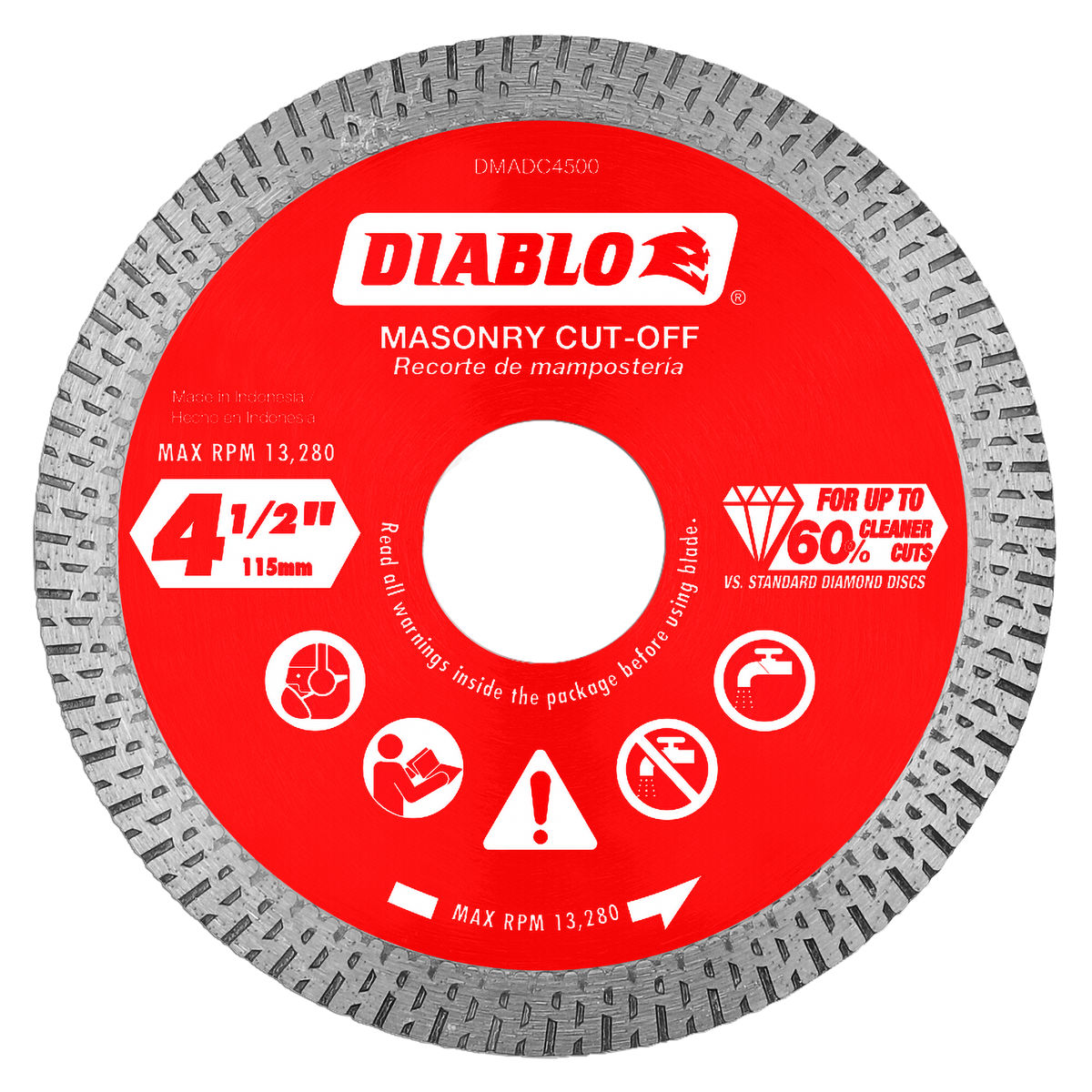 Diablo DMADC0450 4-1/2" Diamond Continuous Rim Masonry Cut-Off Disc