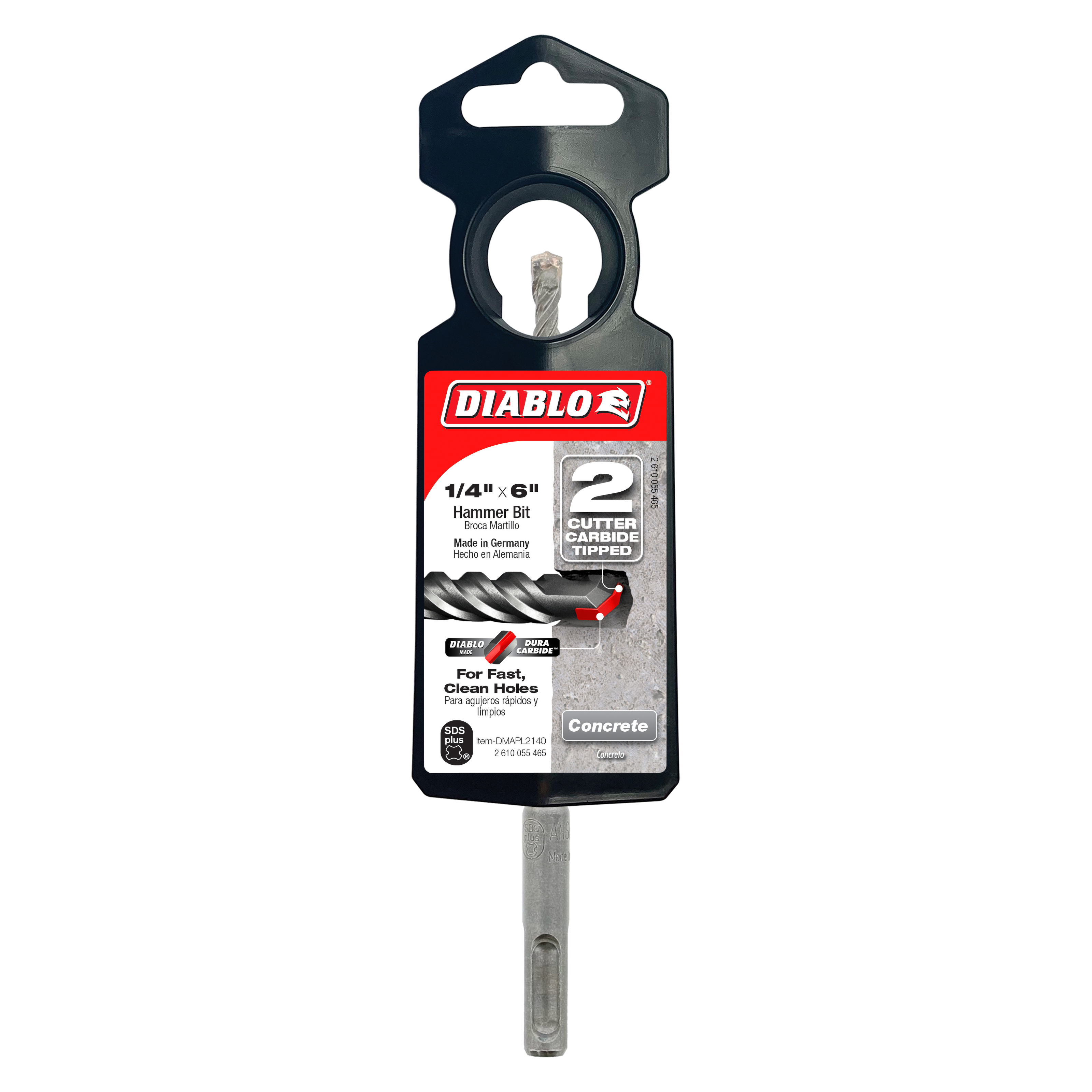 Diablo DMAPL2140 1/4" x 4" x 6" SDS-Plus 2-Cutter Carbide-Tipped Hammer Drill Bit
