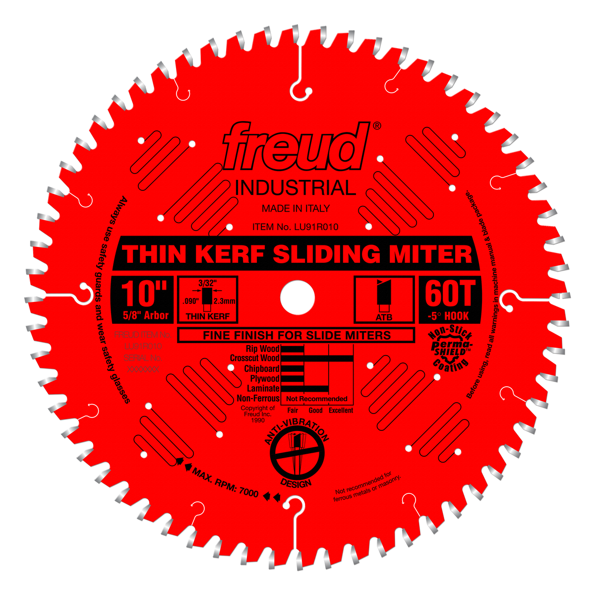 Freud LU91R010 10" Thin Kerf Sliding Compound Miter Saw Blade