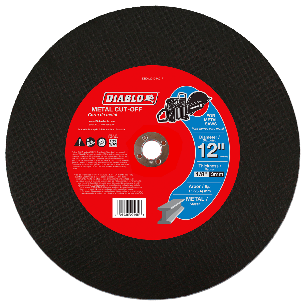 Diablo DBD120125A01F 12" Metal Cut-Off Disc