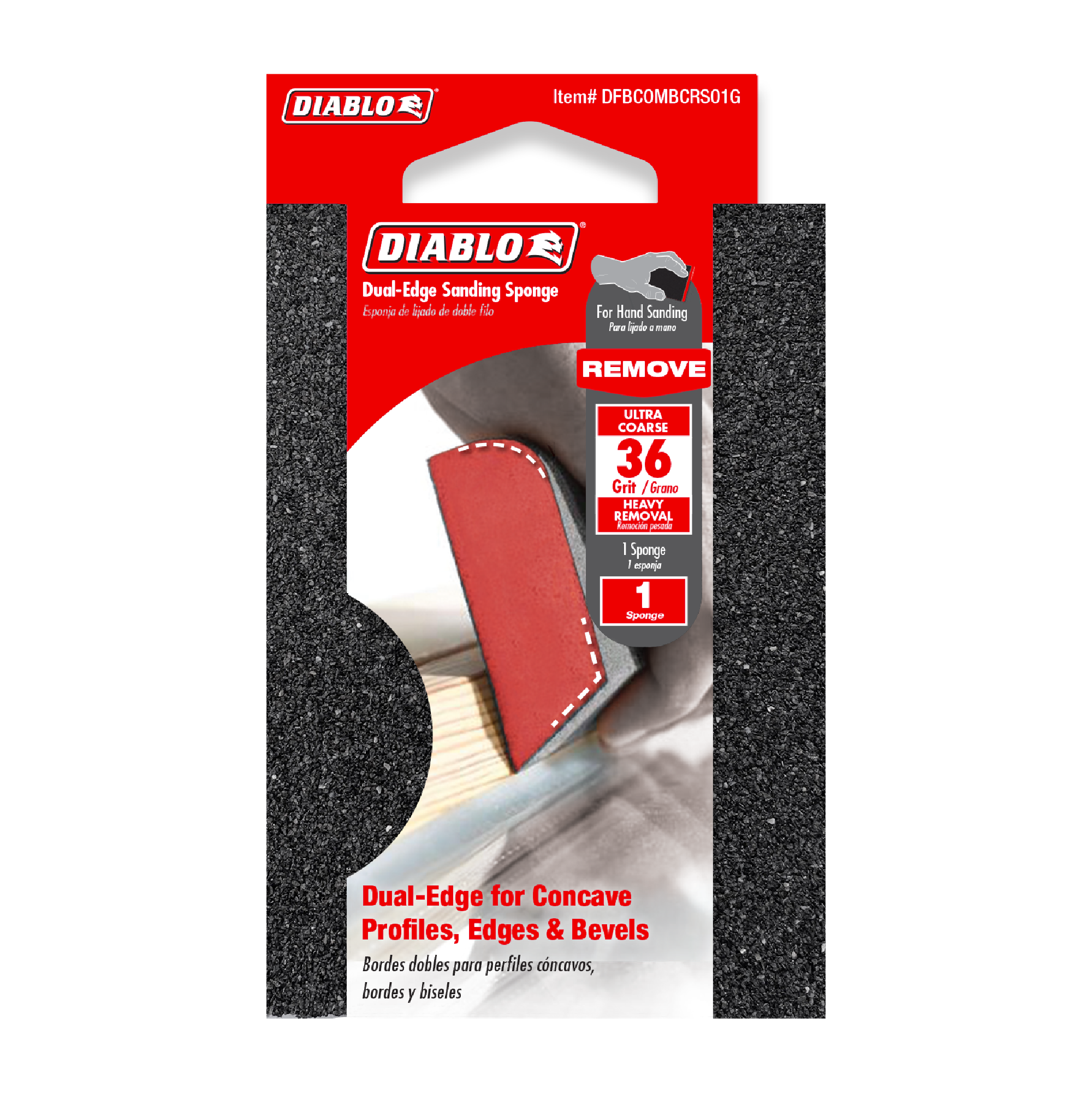 Diablo DFBCOMBCRS01G 4" x 2-1/2" x 1" 36-Grit Dual-Edge Sanding Sponge