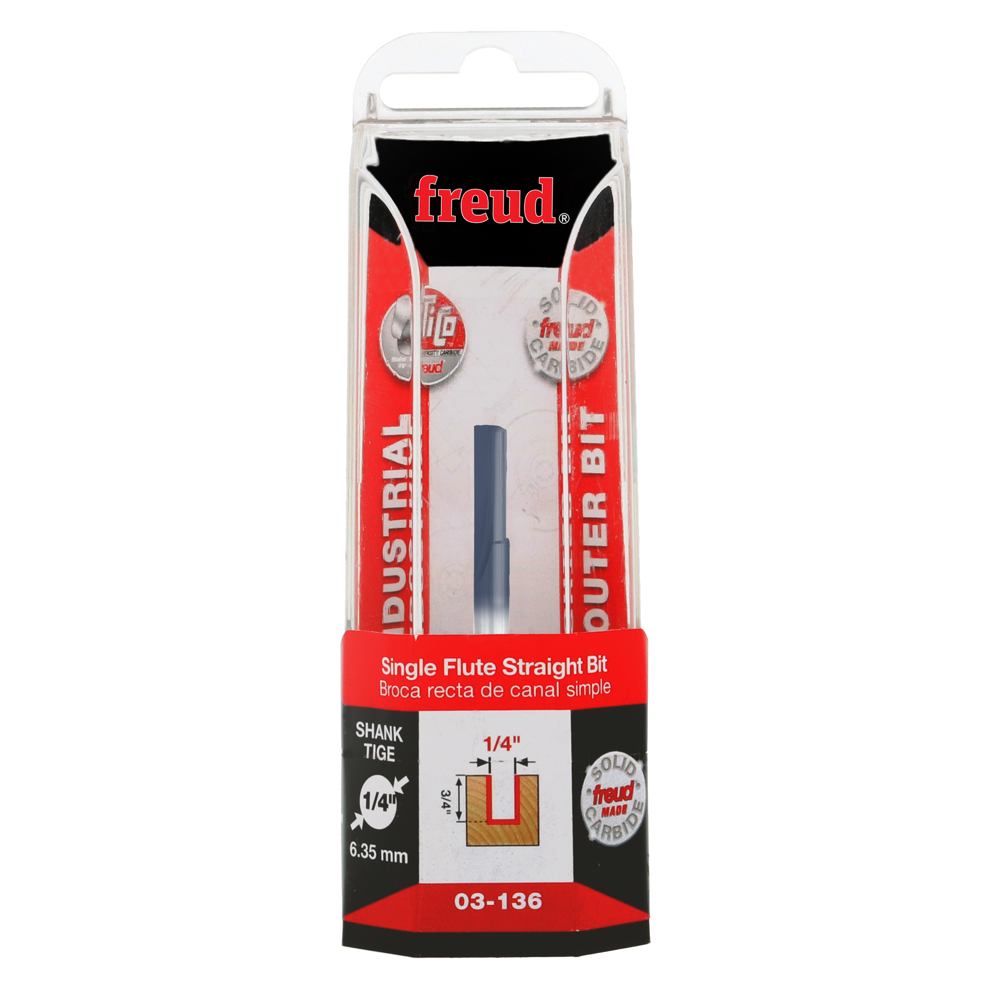 Freud 03-136 1/4" (Dia.) Single Flute Straight Bit