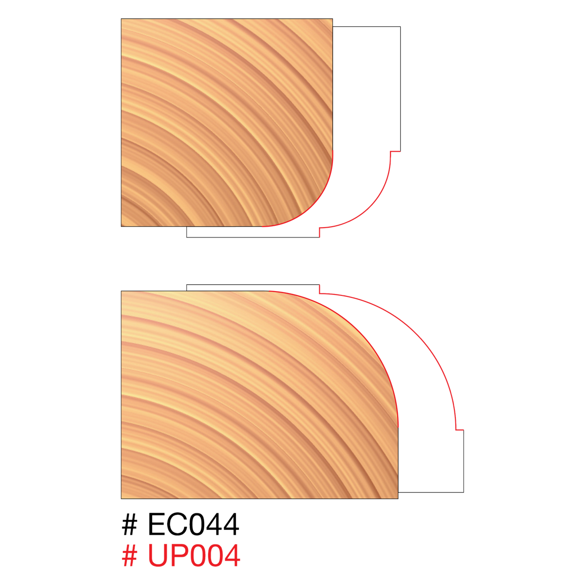 Freud UP004-IC 3-9/16" x 1" x 1-1/4" Combination 1/4" & 1/2" Round Over Cutters