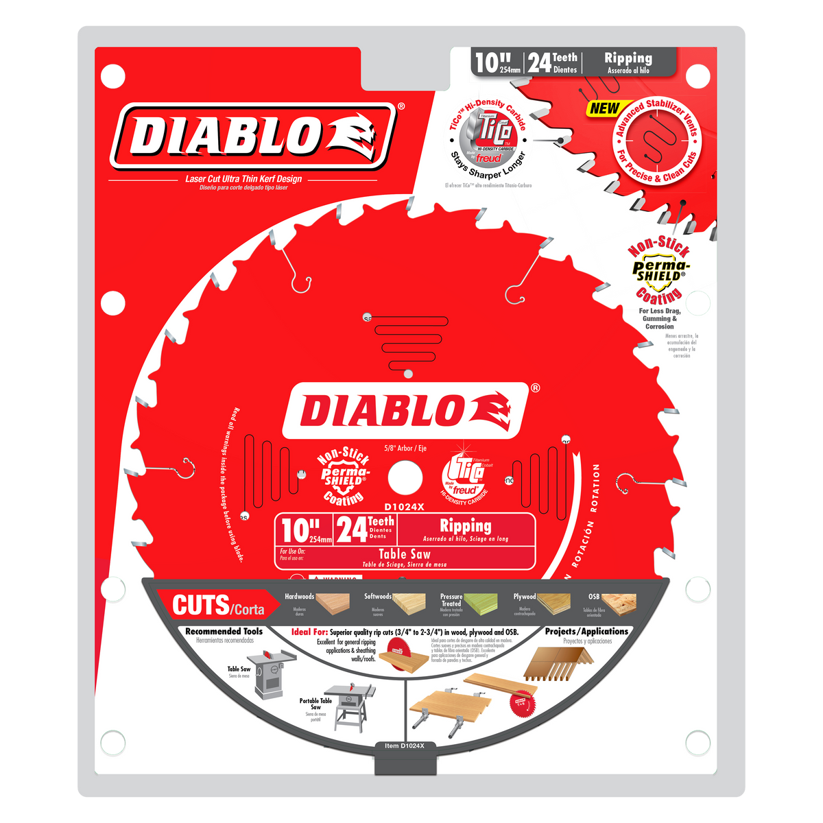 Diablo D1024X 10" x 24-Teeth Ripping Saw Blade for Wood
