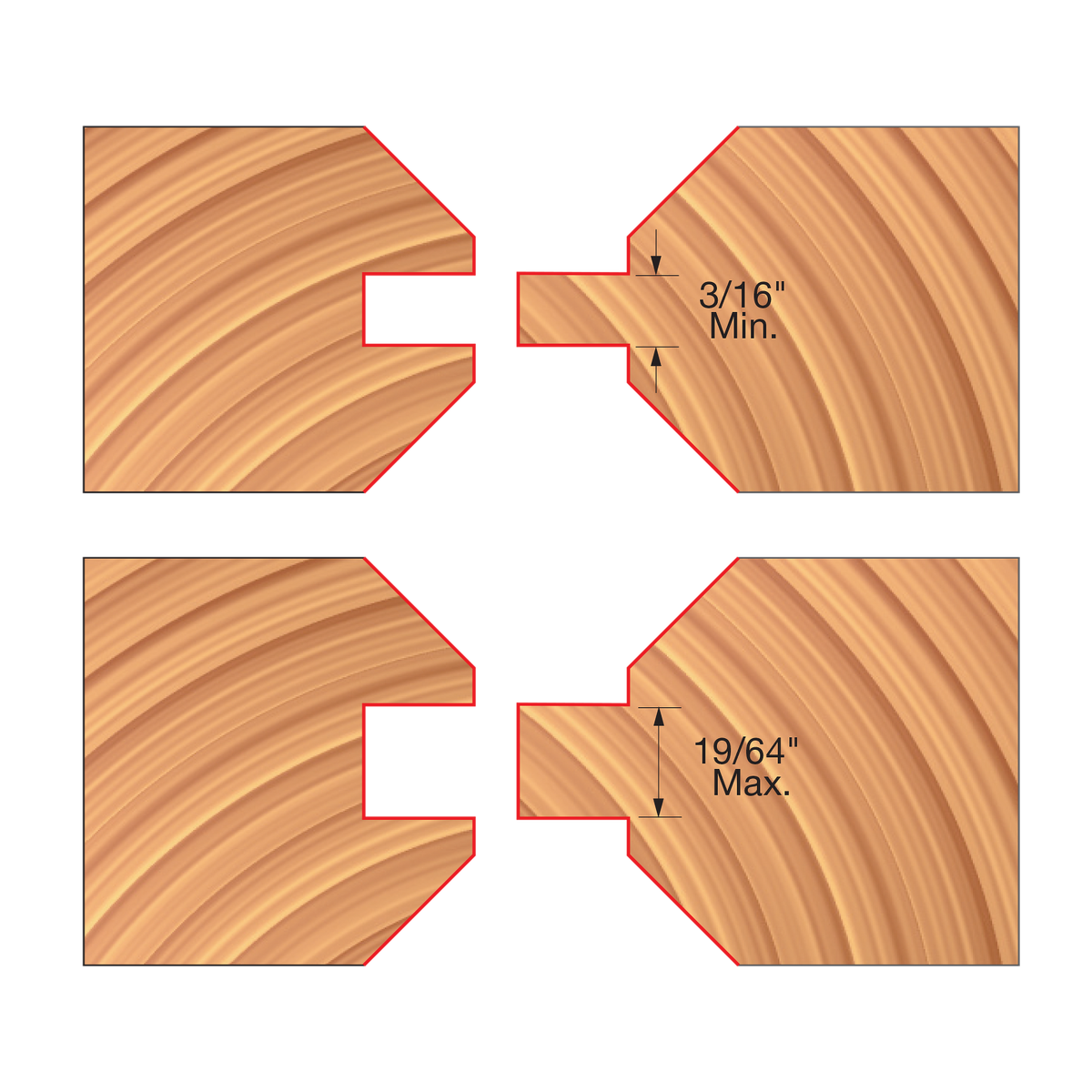 Freud UP190-IC 4-1/8" x 31/32"-1-5/64" x 1-1/4" V-Paneling Cutter Sets